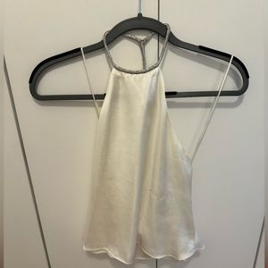 Zara high neck satin rhinestone tank